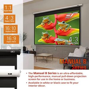 Elite Screens Manual B Series, 120-INCH Pull Down Projector Screen with Auto-Lock Mechanism, 4K / 8K 3D Ultra HDR HD Ready Home Cinema Theater Presentation Education, M120H
