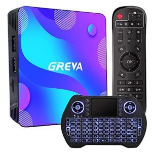 greva android tv box 11 – smart tv box 2gb 16gb dual band wifi, support 4k hdr smart streaming player with keyboard, bt 4.1, h.265 set top box