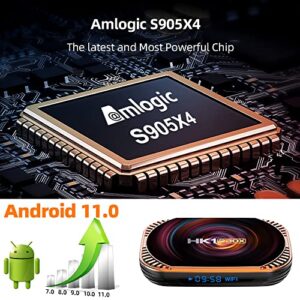 Amlogic S905X4 TV Box Android 11.0 TV Box HK1 Box 4GB RAM 64GB ROM Dual-WiFi 2.4GHz/5GHz BT Quad Core 64 Bits 3D/8K 1000M Smart TV Box