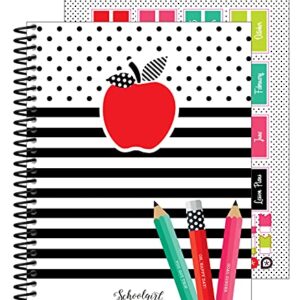 Schoolgirl Style Black, White & Stylish Brights Teacher Planner, 8" x 11" Undated Daily Planner, Weekly Planner, Monthly Planner With Planner Stickers for Classroom Organization & Teacher Organization