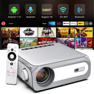 smart wifi bluetooth projector 4k, portable outdoor movie 4k projector android 11.0 with netflix/google licensed 8000+apps online, native 1080p projector home theater, proyector auto focus/correction