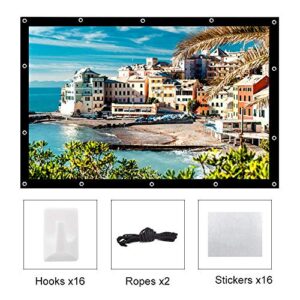 150 Inch Projection Screen Blibro 16:9 HD Foldable Anti-Crease Video Screen Portable Indoor Outdoor Projector Movies Screen for Home Theater Support Double Sided Projection 4K 3D