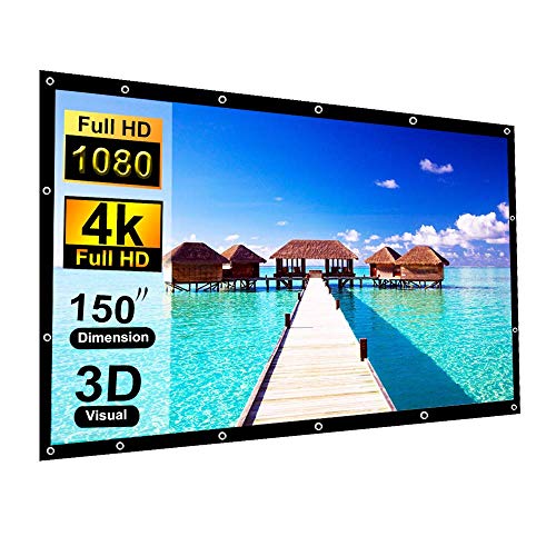 150 Inch Projection Screen Blibro 16:9 HD Foldable Anti-Crease Video Screen Portable Indoor Outdoor Projector Movies Screen for Home Theater Support Double Sided Projection 4K 3D