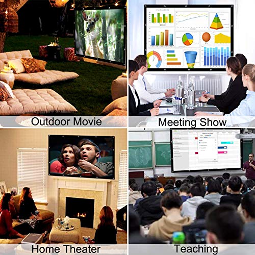 150 Inch Projection Screen Blibro 16:9 HD Foldable Anti-Crease Video Screen Portable Indoor Outdoor Projector Movies Screen for Home Theater Support Double Sided Projection 4K 3D