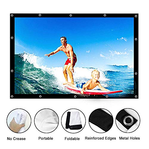 150 Inch Projection Screen Blibro 16:9 HD Foldable Anti-Crease Video Screen Portable Indoor Outdoor Projector Movies Screen for Home Theater Support Double Sided Projection 4K 3D