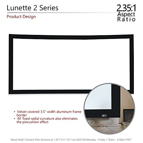Elite Screens Lunette 2 Series, 115-inch Diagonal 2.35:1, Curved Home Theater Fixed Frame Projector Screen, CURVE235-115W2, CineWhite, 115"" diag. 2.35:1"