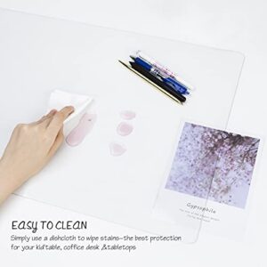 Clear Writing Desk Pad, Heat Resistant Waterproof PVC Round Edge Durable Desk Protect Mat, Anti-Static Writing Mat-24’’x17” Table Protector