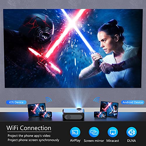 WiFi Bluetooth Projector, ZEROSKY 8000L HD Video Projector, 1080P and iOS/Android Supported, Portable Home Movie Projector Compatible with PC/XBox/PS4/TV Stick (PJ-32C)