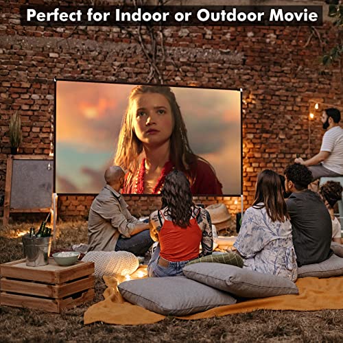 Tangkula 100 Inch Projector Screen with Stand, Portable Front & Rear Projection Screen 16:9 HD 4K Wrinkle-Free Polyester Fabric Projection Movie Screen with Carry Bag for Indoor Outdoor