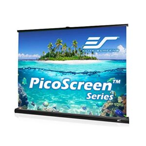 elite screens picoscreen series, light-weight pull up manual projector screen, 45-inch 16:9, portable table-top pull-up home theater movie office classroom fiberglass projection screen, pc45w, black
