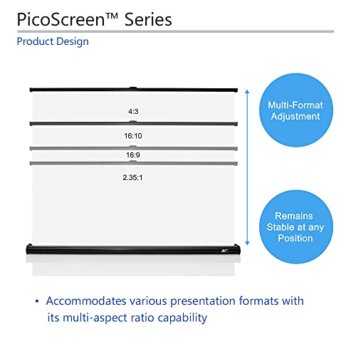 Elite Screens PicoScreen Series, Light-Weight Pull Up Manual Projector Screen, 45-inch 16:9, Portable Table-Top Pull-Up Home Theater Movie Office Classroom Fiberglass Projection Screen, PC45W, Black