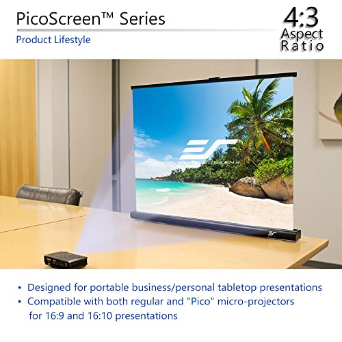 Elite Screens PicoScreen Series, Light-Weight Pull Up Manual Projector Screen, 45-inch 16:9, Portable Table-Top Pull-Up Home Theater Movie Office Classroom Fiberglass Projection Screen, PC45W, Black