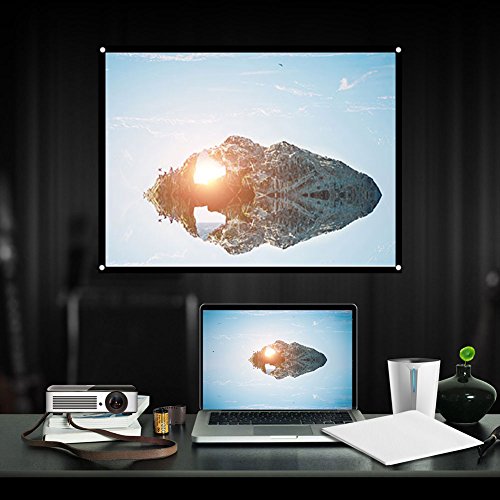 60-100 Inch Portable Projector Screen, Foldable 4:3 HD Non-Crease Polyester Projection Screen with View Angle Visual for Indoor Outdoor Film Theater Movie(White-60)