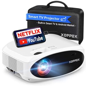 5g projector digital keystone&zoom support, xoppox smart bluetooth and native 1080p projector 4k support, full hd outdoor&home theater movie projector[extra bag included]