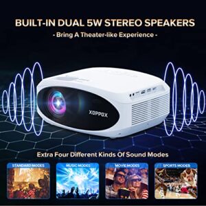 5G Projector Digital Keystone&Zoom Support, XOPPOX Smart Bluetooth and Native 1080P Projector 4K Support, Full HD Outdoor&Home Theater Movie Projector[Extra Bag Included]