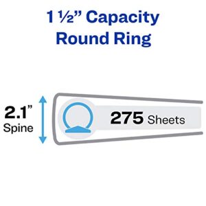 Avery Economy Showcase View 3 Ring Binder, 1.5" Round Rings, 1 White Binder (19651)