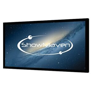 showmaven 100in /120in fixed frame projector screen, diagonal 16:9, active 3d 4k ultra hd projector screen for home theater or office (100inch)