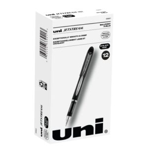 uni-ball 33921 jetstream ballpoint pens, bold point (1.0mm), black, 12 count