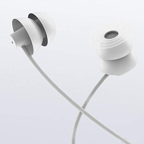 Non Radiation Sleep Earphones, 3 Meters Extended Long in Ear Wired Headphones Noise Cancelling HD Calls One Button Microphone Line Control Headset 3.5mm Jack for Mobile Phones White