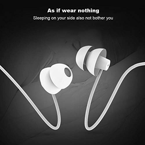 Non Radiation Sleep Earphones, 3 Meters Extended Long in Ear Wired Headphones Noise Cancelling HD Calls One Button Microphone Line Control Headset 3.5mm Jack for Mobile Phones White