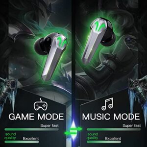 Tumwove Gaming Earbuds Wireless Earbuds Bluetooth Earbuds with Ultra Low Latency Gaming Headphones with Bluetooth 5.0 Dual Music/Game Modes & LED Light in-Ear Headset Auto Pairing