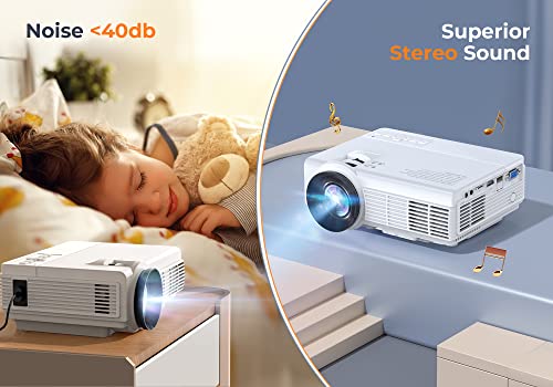 Anpiu Mini Projector 2022 Upgraded Portable Video Projector, 55,000 Hours Multi-Media Home Theater Movie Projector Compatible with Full HD 1080P HDMI, USB, AV, Laptop, Smartphone