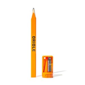 Orange Carpenter Pencil Set - Includes 15 Flat Construction Pencils with Printed Ruler, 1 Carpenter Pencil Sharpener & 1 Clear Storage Container - Smoothly Write on Wood, Concrete & Stone - Pencil Kit