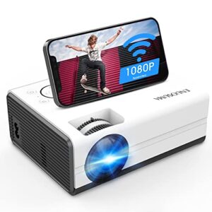 enuosuma mini projector wifi projector 7500l, portable video projector with synchronize smartphone screen for home outdoor, movies projector support 1080p, compatible with ios/android/hdmi/usb/av