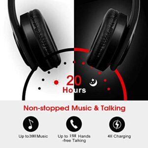 Viwind Wireless Bluetooth Headphones Over Ear with Mic,Foldable Noise Cancelling Headset for Travel Work TV PC Android Cellphone 【Hi-Fi Stereo &Comfortable Earpads】-Black