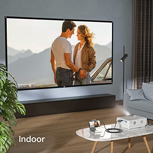 Projector Screen 100 inch, AuKing 4K Outdoor Indoor Projector Screen 16:9 HD Foldable and Portable Anti-Crease Movie Projector Screen Double Sided Video Projector Screen for Home Threater, Party