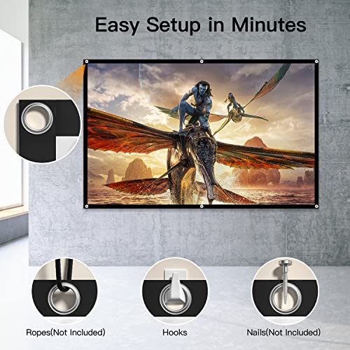 Projector Screen 100 inch, AuKing 4K Outdoor Indoor Projector Screen 16:9 HD Foldable and Portable Anti-Crease Movie Projector Screen Double Sided Video Projector Screen for Home Threater, Party