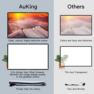 Projector Screen 100 inch, AuKing 4K Outdoor Indoor Projector Screen 16:9 HD Foldable and Portable Anti-Crease Movie Projector Screen Double Sided Video Projector Screen for Home Threater, Party