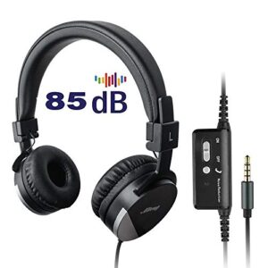 active noise cancelling headphones for kids,alteng child travel foldable stereo headset w/mic and remote,tangle-free 3.5mm jack, soft and smooth ear cup(black)