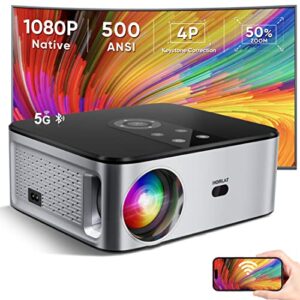 horlat native 1080p 5g wifi bluetooth projector 4k support, 16000l 500 ansi full hd outdoor movie projector, automatic 4p/4d keystone & 50% zoom video projector compatible with ios/android/win/tv/ps5