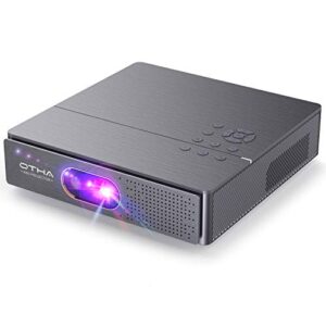 mini projector,400 ansi lumen,1080p hd video dlp portable projector with android , wi-fi, wireless and wired screen sharing.dual 3w speaker,max to 300 inch picture,no built-in battery