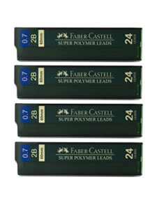 faber-castell 0.7mm 2b super polymer premium strong dark smooth leads mechanical pencil lead refills for all 0.7 mm mechanical pencils (4 tubes, 24 leads per tube – total 96 leads)