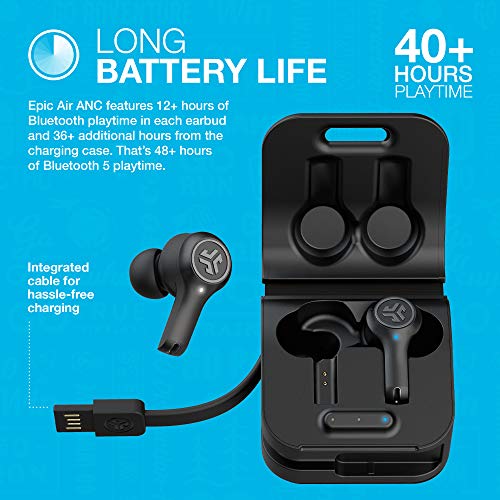 JLab Epic Air ANC True Wireless Bluetooth 5 Earbuds | Active Noise Canceling | IP55 Sweatproof | 12-Hour Battery Life, 36-Hour Charging Case | Low Latency Movie Mode | 3 EQ Sound Settings