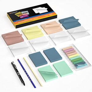 zaubeth transparent sticky notes pads – 800 pcs waterproof self-adhesive pad,translucent sticky notes suitable for reading、studying、 home、office、school，sticks securely，removes cleanly (3″x3″)