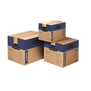 Bankers Box SmoothMove Prime Moving Boxes, Tape-Free, FastFold Easy Assembly, Handles, Reusable, Small, 12 x 12 x 16 Inches, 10 Pack (0062716)