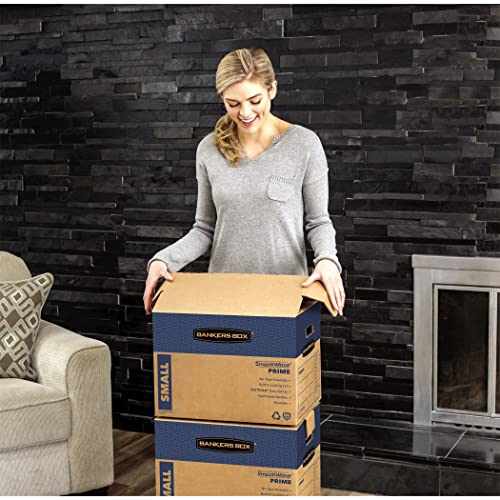 Bankers Box SmoothMove Prime Moving Boxes, Tape-Free, FastFold Easy Assembly, Handles, Reusable, Small, 12 x 12 x 16 Inches, 10 Pack (0062716)