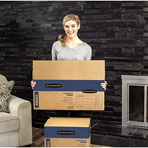 Bankers Box SmoothMove Prime Moving Boxes, Tape-Free, FastFold Easy Assembly, Handles, Reusable, Small, 12 x 12 x 16 Inches, 10 Pack (0062716)