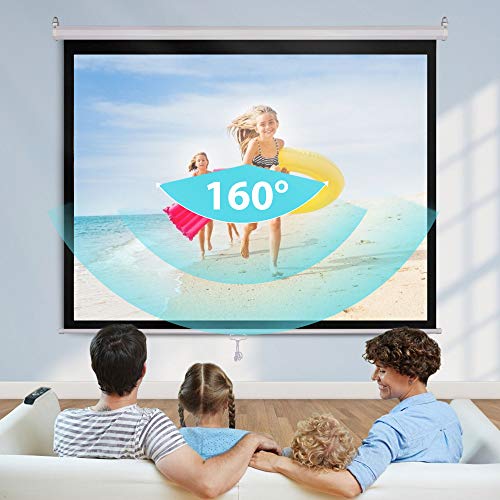 VIVOHOME 120 Inch Manual Pull Down Projector Screen, 1:1 HD Retractable Widescreen for Movie Home Theater Cinema Office Video Game