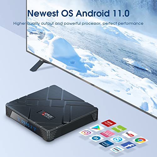 Android TV Box 11.0, X12 Plus Android 11 TV Box 4GB RAM 32GB ROM, RK3318 Quad-Core 64bits 100M LAN Dual-WiFi 2.4G/5G Android Box with 4K/AV1/3D/USB 3.0/BT 4.2 with Wireless Keyboard