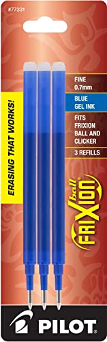 Pilot Gel Ink Refills for FriXion Erasable Gel Ink Pen, Fine Point, Blue Ink, 6 Packs total of 18 refills (77331)