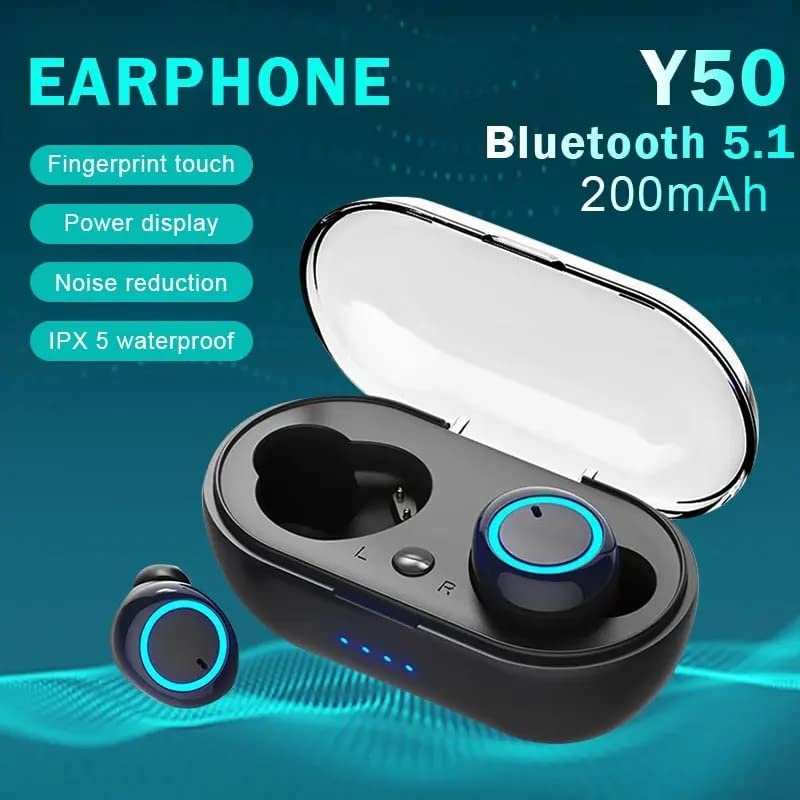 Y50 Bluetooth Earphone Outdoor Sports Wireless Headset 5.0 with Charging Bin Power Display Touch Control Headphone Earbuds