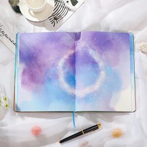 SIIXU Starry Sky Writing Journal for Women, Men, Unique Colorful Blank Notebook for Daily Notes, Gratitude, Dreams or Planning, 7.5” x 10.2", 160 Pages, 2 Bookmarks, Large, Hardcover, Unlined