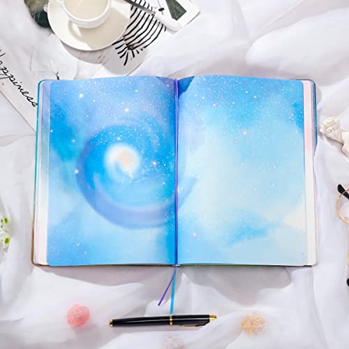 SIIXU Starry Sky Writing Journal for Women, Men, Unique Colorful Blank Notebook for Daily Notes, Gratitude, Dreams or Planning, 7.5” x 10.2", 160 Pages, 2 Bookmarks, Large, Hardcover, Unlined