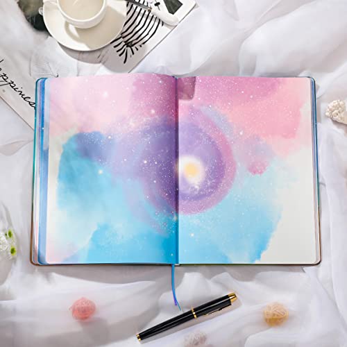 SIIXU Starry Sky Writing Journal for Women, Men, Unique Colorful Blank Notebook for Daily Notes, Gratitude, Dreams or Planning, 7.5” x 10.2", 160 Pages, 2 Bookmarks, Large, Hardcover, Unlined