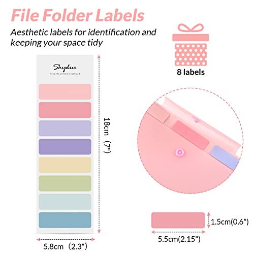 SKYDUE Expanding File Folders 5 Pockets File Folder with Snap Closure A4 and Letter Size Accordion Document Paper Organizer for Home School Office (Pink)