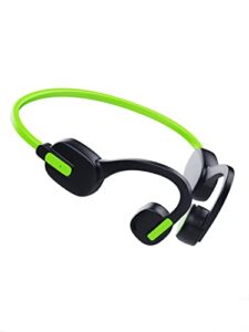 genxenon open ear headphones with mic, 85db safe volume limited air conduction kids headphones wireless, bluetooth on ear headsets for girls and boys with 8gb memory 8 hrs playtime for music(green)